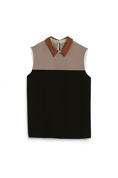 best tops: collared block colour vest brown black