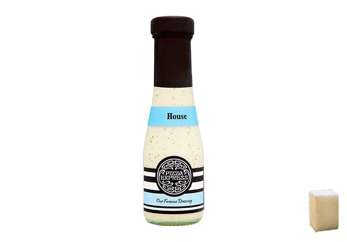 Sugar Update: Pizza Express house dressing = 2.7g sugar per 100g