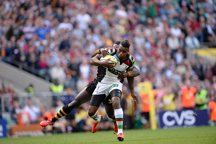 Rugby at Twickenham: Ugo Monye of Harlequins goes on a marauding run