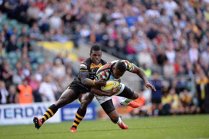 Rugby at Twickenham: Ugo Monye is tackled by Christian Wade