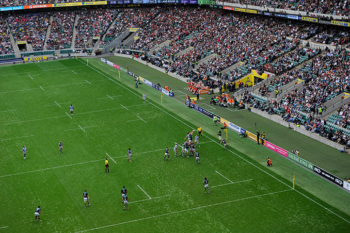 Rugby at Twickenham: A line-out during the London Irish versus Saracens 