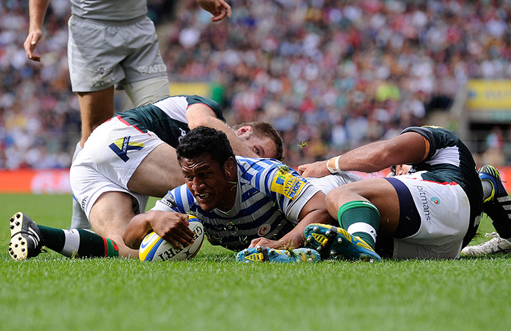 Rugby at Twickenham: Mako Vunipola scores a try for Saracens