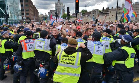 EDL supporters marched through east London