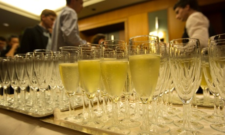 Champagne ready to be drunk, ahead of Tony Abbott's election function, at the Four Seasons Hotel ballroom in Sydney