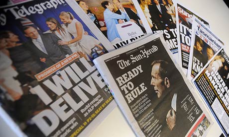 Newspaper front pages after Tony Abbott's Coalition won the Australian election.