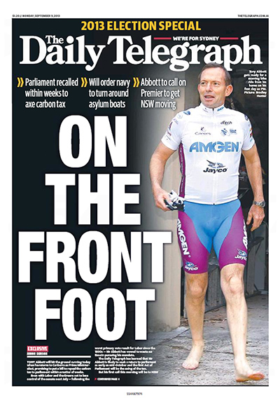 Front Page: Daily Telegraph monday