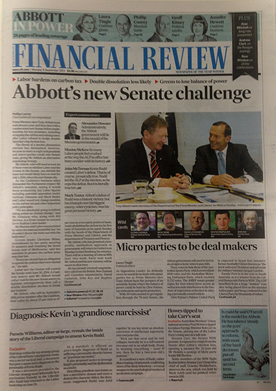 Front page: Australian Financial Review 