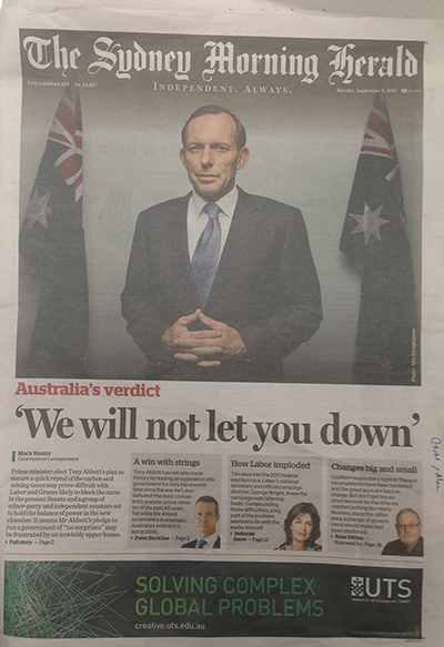 Front page: Sydney Morning Herald