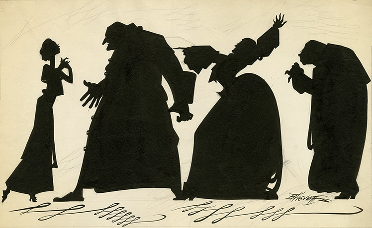 Sherriffs cartoons: Vivien Leigh, left, in The Mask of Virtue published in The Sketch, 12 June 