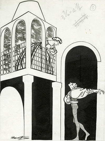 Sherriffs cartoons: Laurence Olivier and Peggy Ashcroft as Romeo and Juliet
