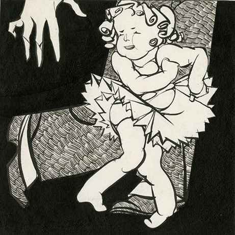Sherriffs cartoons: Shirley Temple in Baby Takes a Bow. Published in The Sketch, 11 July 1934