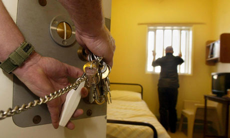 Prison cell door being locked