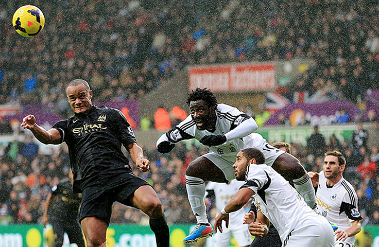 Premier New Years Day : Swansea City's double goal scorer Wilfried Bony