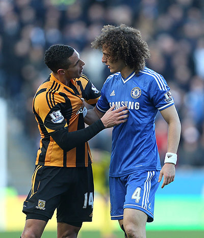 hull v chelsea: David Luiz and Jake Livermore