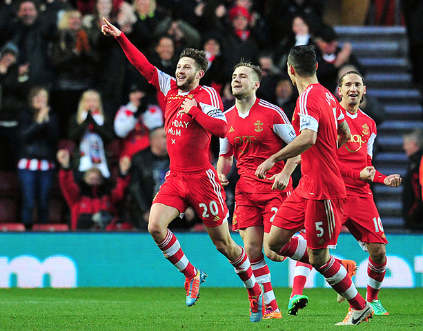 saturday roundup: Southampton's English midfielder Adam Lallana celebrates