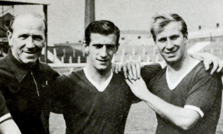 Matt Busby, Dennis Viollet and Bobby Charlton