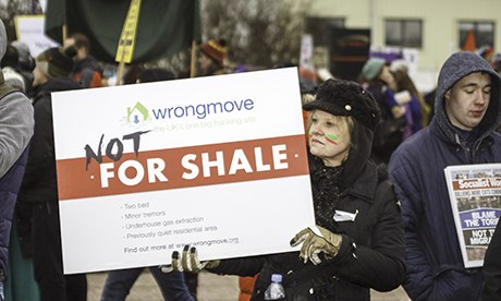 Anti-fracking march placard