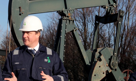 David Cameron speaking during a guided tour of the iGas shale drilling plant oil depot near Gainsborough, Lincolnshire today.