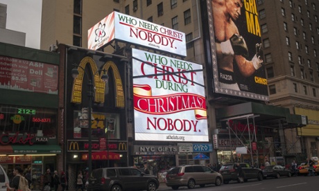 A digital billboard, sponsored by the American Atheists organization, on display in New York.