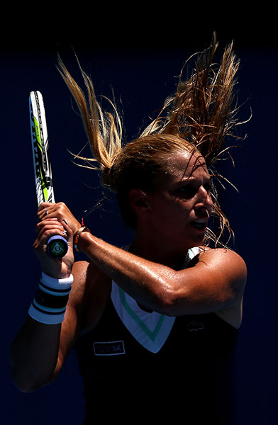 Aussie open day 2: Dominika Cibulkova plays a backhand 
