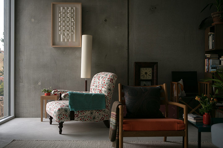 Homes - Concrete house: living area in concrete house