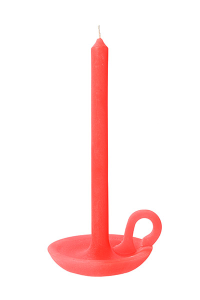 Homes - warm front: red candle in shape of candleholder