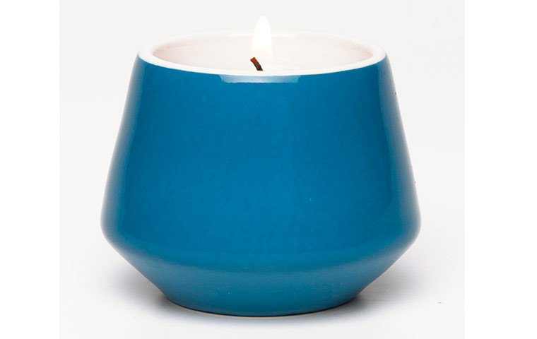 Homes - warm front: blue ceramic candle holder