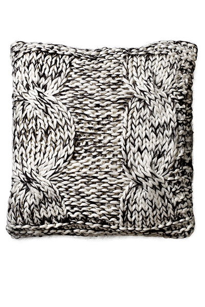 Homes - warm front: black and white knitted cushion