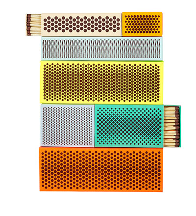 homes - warm front: matchboxes of different colours