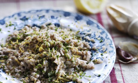 Lemon and roast garlic pearl barley