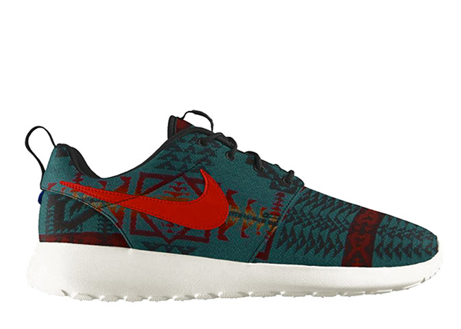 Trainers: Stylish trainers - green pendleton print with red tick & white sole by nike
