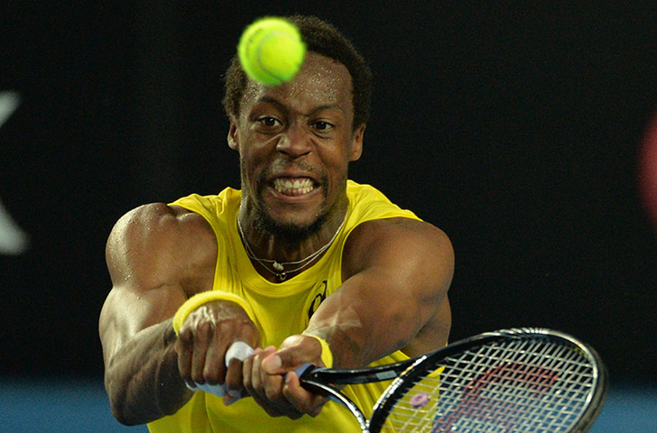 Gael Monfils: Gael Monfils plays a shot