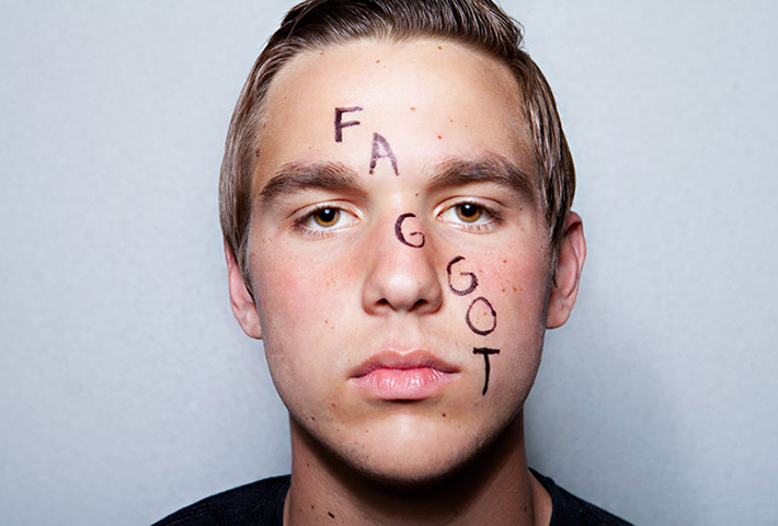 Big Picture - What I Be: Boy with the word faggot written over face