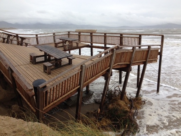 A battered lookout at Ynys Mon, Newborough.