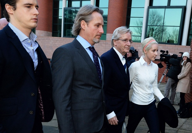 Coronation Street actor William Roache (2nd Right) arrives at Preston Crown Court with his children James, Linus and Verity for the third day of his trial in Lancashire.