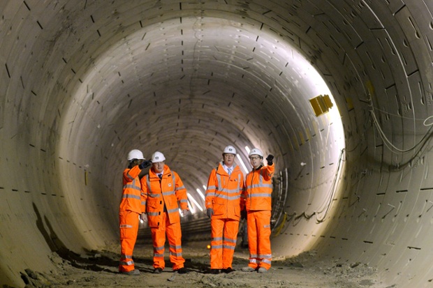 Hi-vis: PM David Cameron and Mayor of London Boris Johnson during a visit to a Crossrail construction site underneath Tottenham Court Road in central London.
