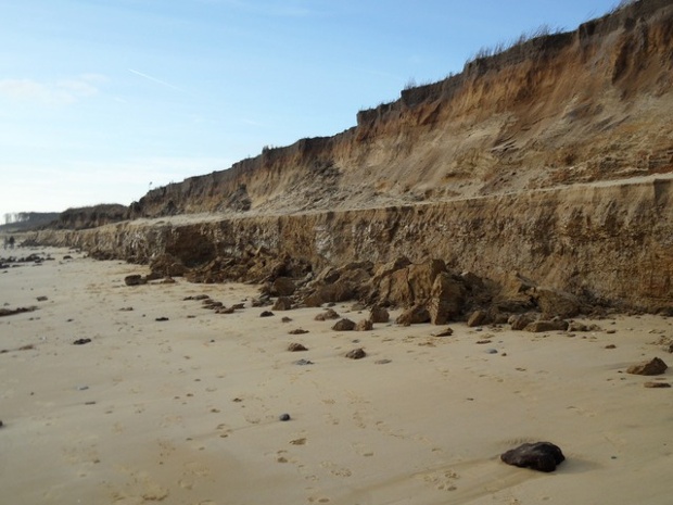 'Two metres depth of sand and shingle disappeared.' - a view of Covehithe on the Suffolk coast.