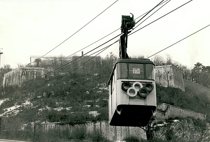 Archive-WinterGames-Car: A decorated cable car in Grenoble