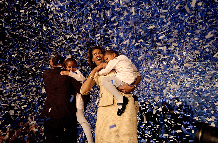 Michelle Obama at 50: November 2, 2007: Senator elect Barack Obama of Illionis shares a moment wi