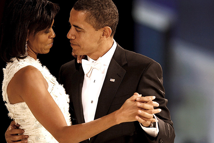 Michelle Obama at 50: January 20, 2009: President Barack Obama dances with his wife US First Lady