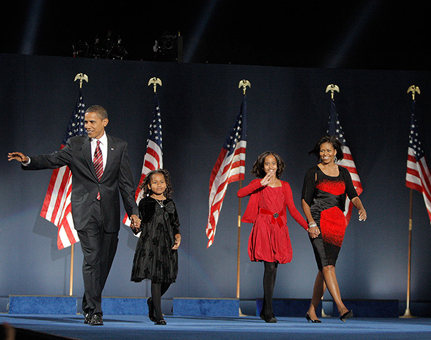 Michelle Obama at 50: November 4, 2008: President-elect Barack Obama, his wife Michelle Obama and