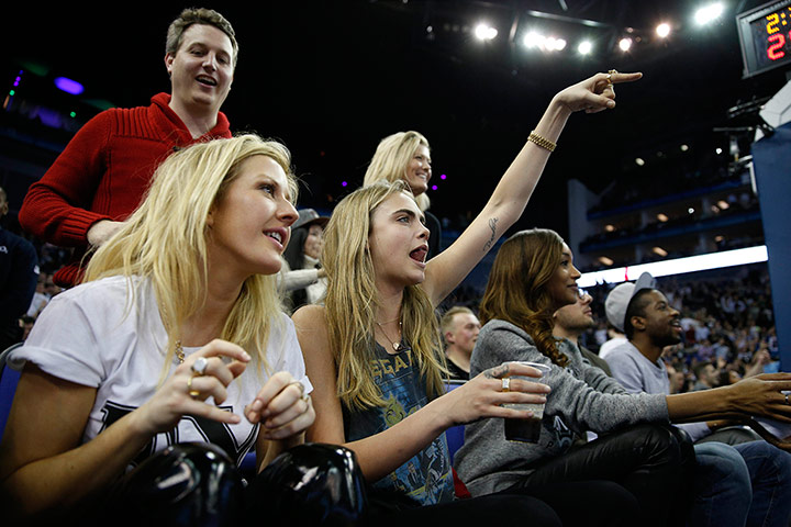 nba at the o2: Ellie Goulding and Cara Delevingue