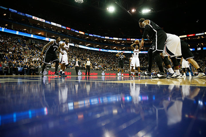 nba at the o2: Lou Williams takes a freethrow for Atlanta