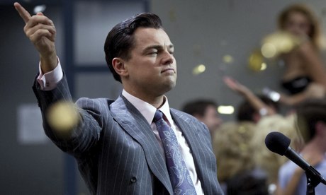 Leonardo DiCaprio as Jordan Belfort in The Wolf of Wall Street