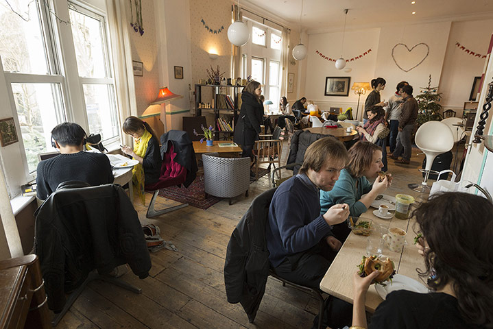 Ziferblat: Cafe Ziferblat UK's first pay-as-you-go cafe, London, Britain - 10 Jan 2014