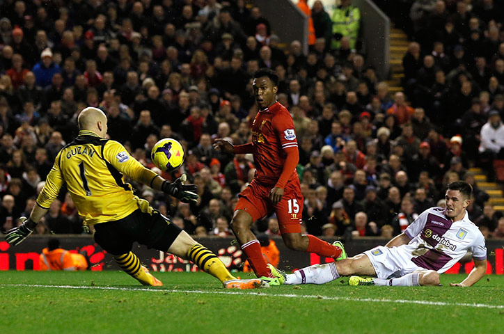 Saturday Round up: Liverpool's Sturridge scores a goal against Aston Villa
