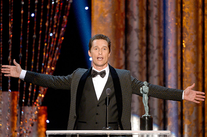 Screen Actors Awards: Actor Matthew McConaughey accepts the Outstanding Performance by a Male Act