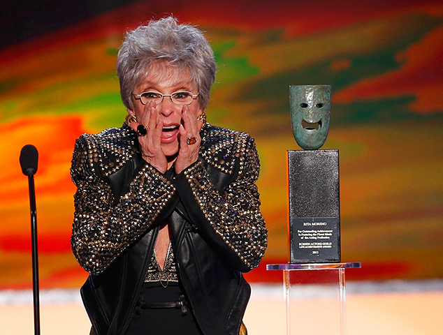 Screen Actors Awards: Actress Rita Moreno reacts as she accepts the Lifetime Achievement Award