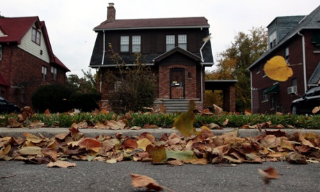 A house listed on the auction block during a tax foreclosures auction in Detroit.