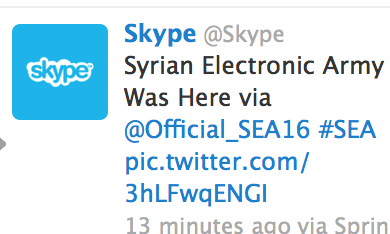 Hacked Skype Twitter account